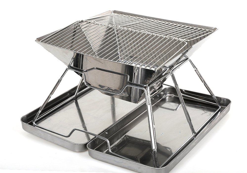 halin户外烧烤架 3-4人野餐烧烤炉不锈钢 便携可折叠中号烧烤炉