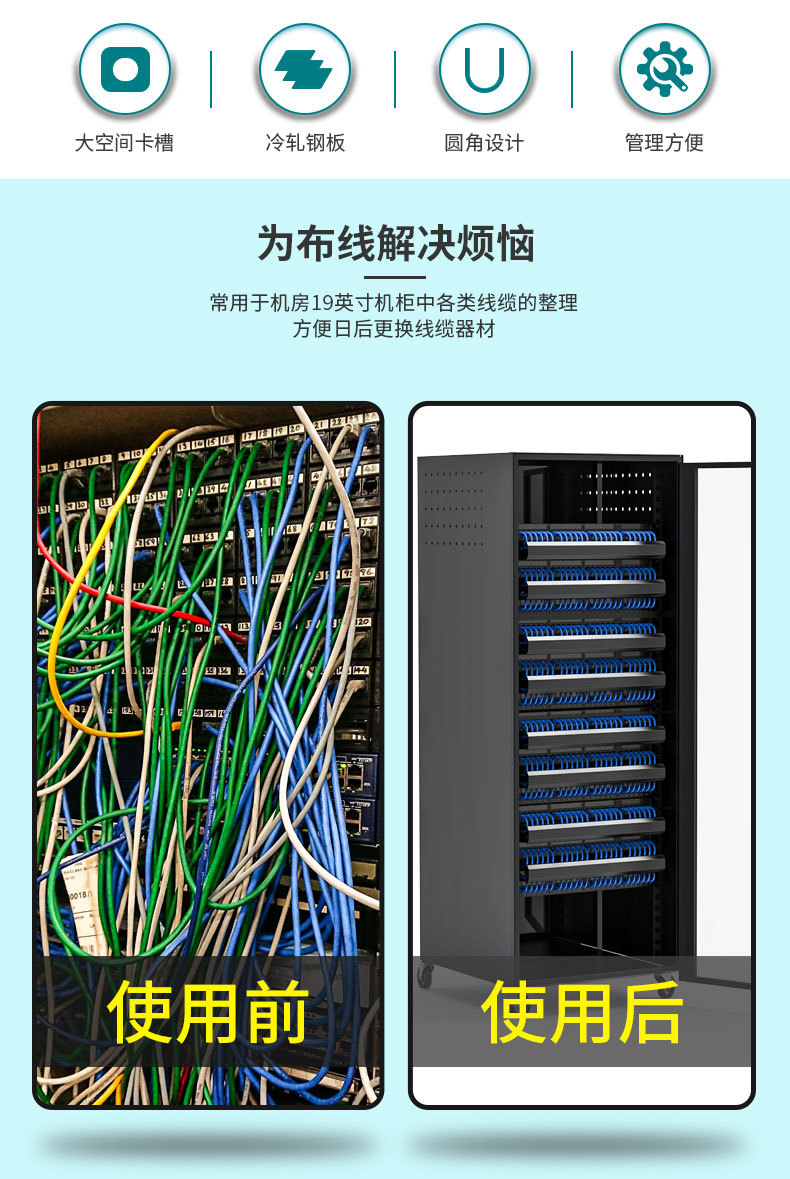 工程款加厚型24档理线器19英寸24口网线口理线架24档光纤理线架