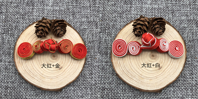 手工葫芦扣二轮双拼烫金布扣儿童唐装旗袍两轮盘扣纽扣中国风装饰