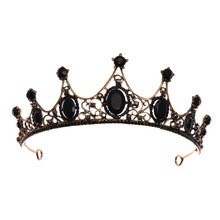 巴洛克复古彩色水晶皇冠儿童表演主持礼服配饰合金镶钻王冠发箍批