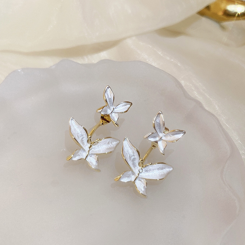 Real Gold Electroplated Silver Needle South Korea Light Luxury Flower Pearl Hearth-Shaped Earrings Elegant All-Match Earrings High-Grade Earrings for Women