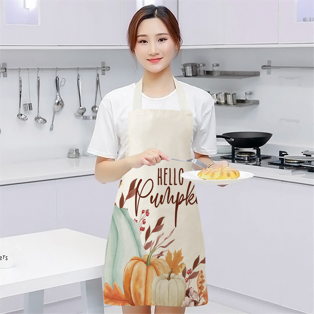 20.23 Million Shengjie New Pumpkin Multi-Functional Kitchen Cotton and Linen Apron Support Drawing Can Be Customized Factory Direct Supply