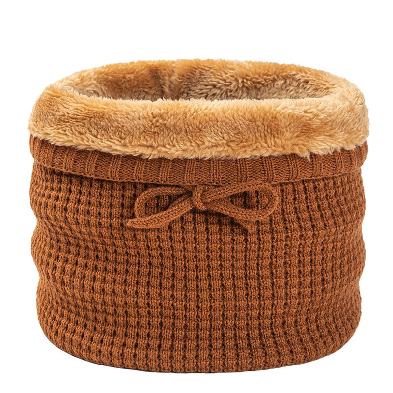 21新款冬季纯色加绒保暖华夫格抽绳围脖户外男女针织护颈脖套跨境