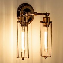 北欧简约美式壁灯工业风复古室内壁灯个性创意双头酒吧壁灯