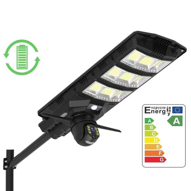 led太阳能路灯300w 带监控全景摄像头手机远程 wifi夜视追踪对讲