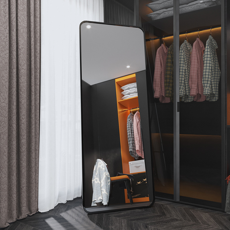 Mirror Full-Length Mirror Light Luxury Clothing Store Full-Length Mirror Slimming Home Cloakroom Metal Large Floor