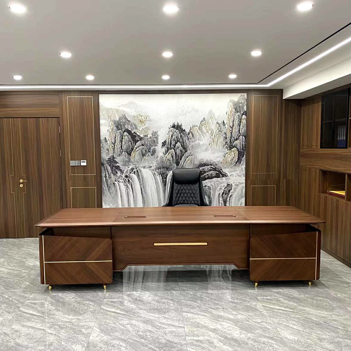 0成交0个高档新中式大气老板桌中式办公桌 经理办公室总裁桌大班台