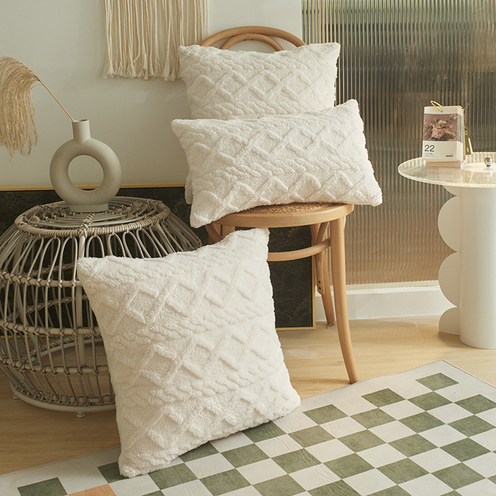 Amazon Hot-Selling Jacquard Plush Geometric Three-Dimensional Pillow Pillow Cushion Cover More Sizes Living Room Sofa Pillow Cases