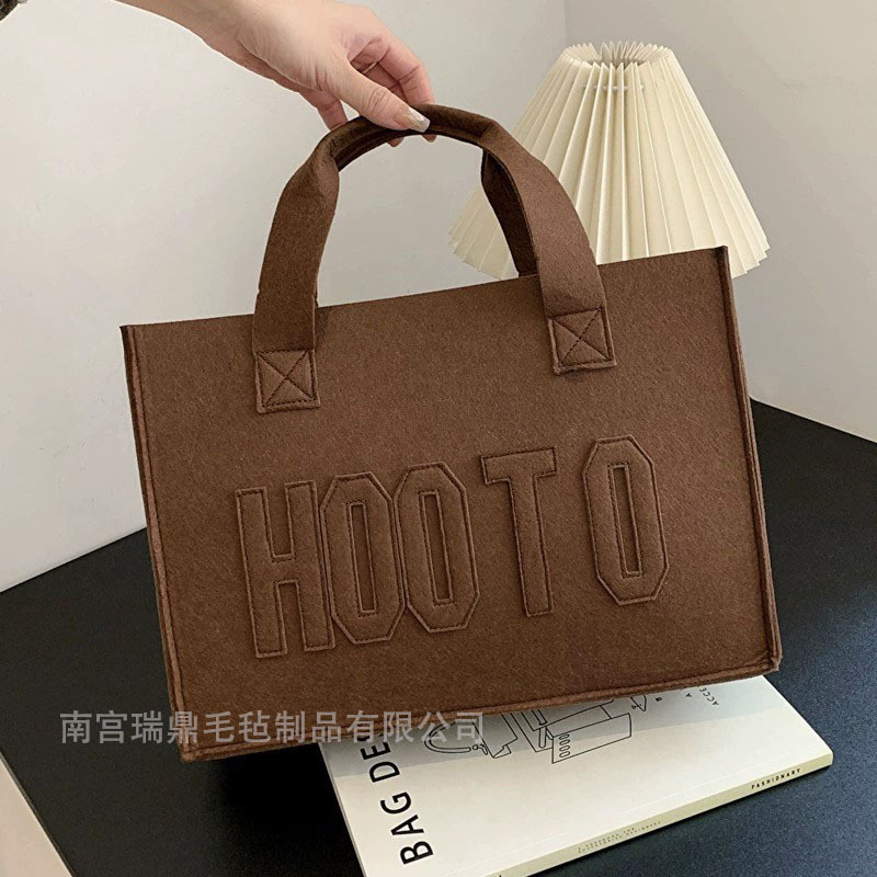 Retro Commuter Felt Tote Bag Simple Letters Fashion Felt Bag Xiaohongshu New Korean Style