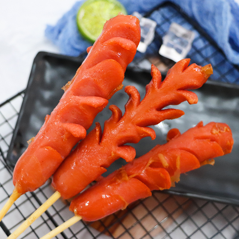 得力龙麦穗开花肠切花肠户外烧烤食材商用油炸热狗火腿烤香肠15串