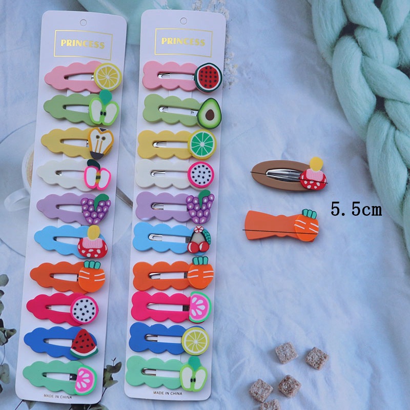 10 New Ins Sweet Fruits Bang Clip Baby Hair Clip Girls BB Clip Cute Princess Hairware