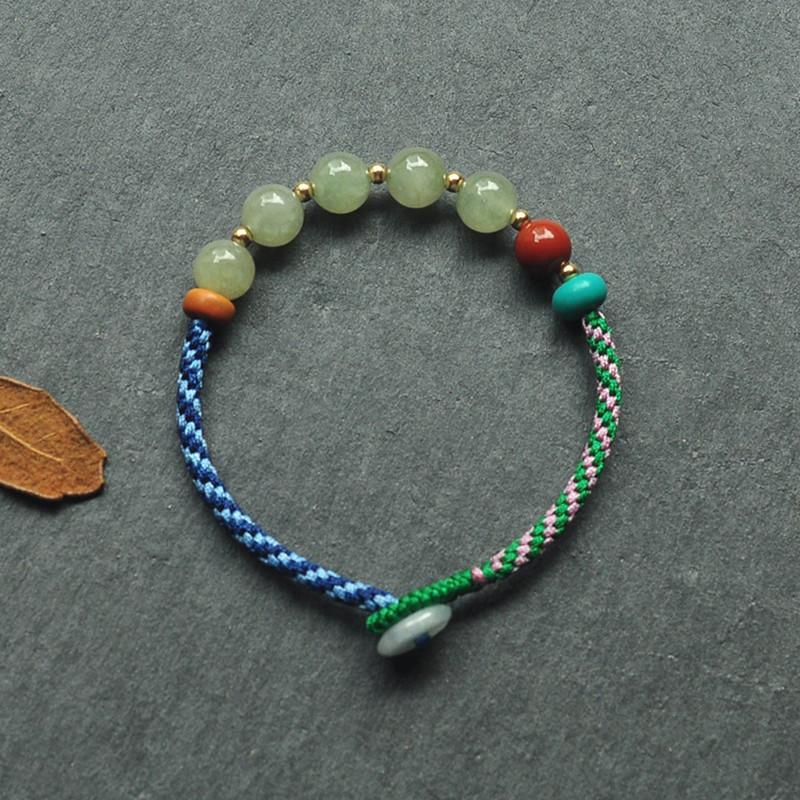 和田玉圆珠8mm单圈diy女款编织幸运手绳手链手编款简约小清新饰品