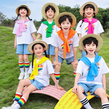 儿童演出服幼儿园班服男女童啦啦队表演服中学生校服彩虹夏季园服