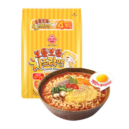 韩国网红方便面 ottogi不倒翁软绵绵香浓芝士拉面4连包袋装444g