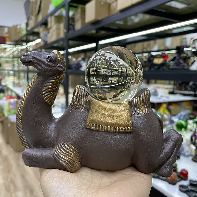 树脂仿木骆驼中亚沙漠西域风情电视柜橱窗玄关动物吉祥底座摆件