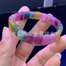 天然碧玺艳丽色厚款手排晶体通透颜色高端大气手工精致厂家批发