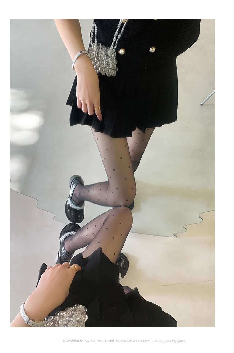黑色波点丝袜女薄款春季爱心黑丝防勾丝夏季超薄性感春秋款连裤袜