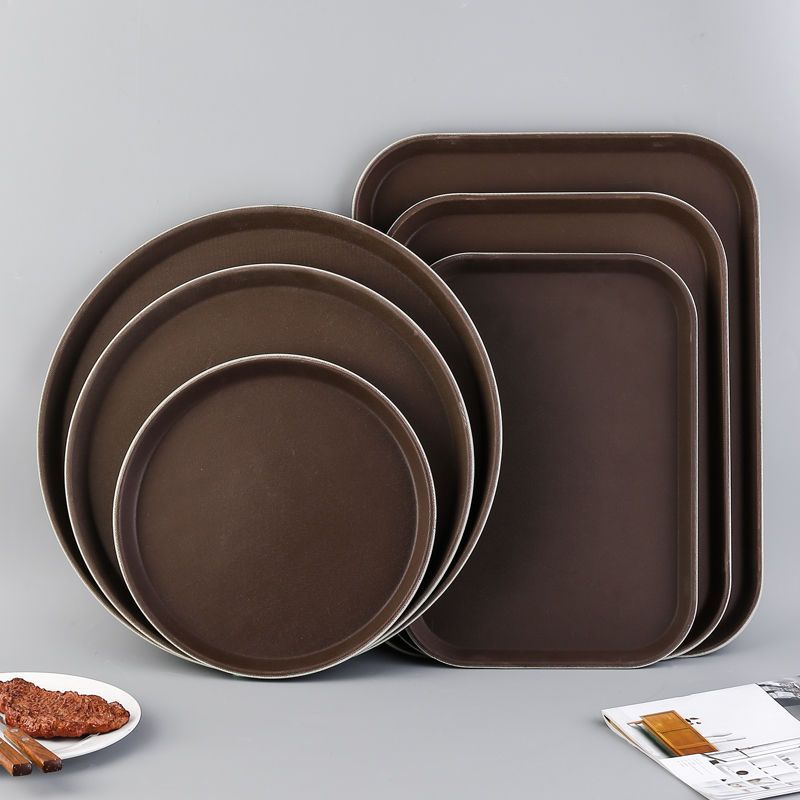 托盘塑料酒店ktv饭店酒吧防滑圆形餐厅食堂传菜方形钢化磨砂跨境