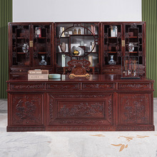 办公桌实木中式书桌书房套装组合大班台老板桌红榆木总裁书画桌