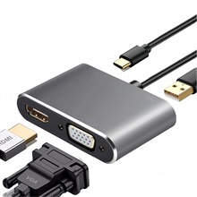 type-c转hdmi+vga显示器连接线book转换器笔记本跨境四合一扩展坞