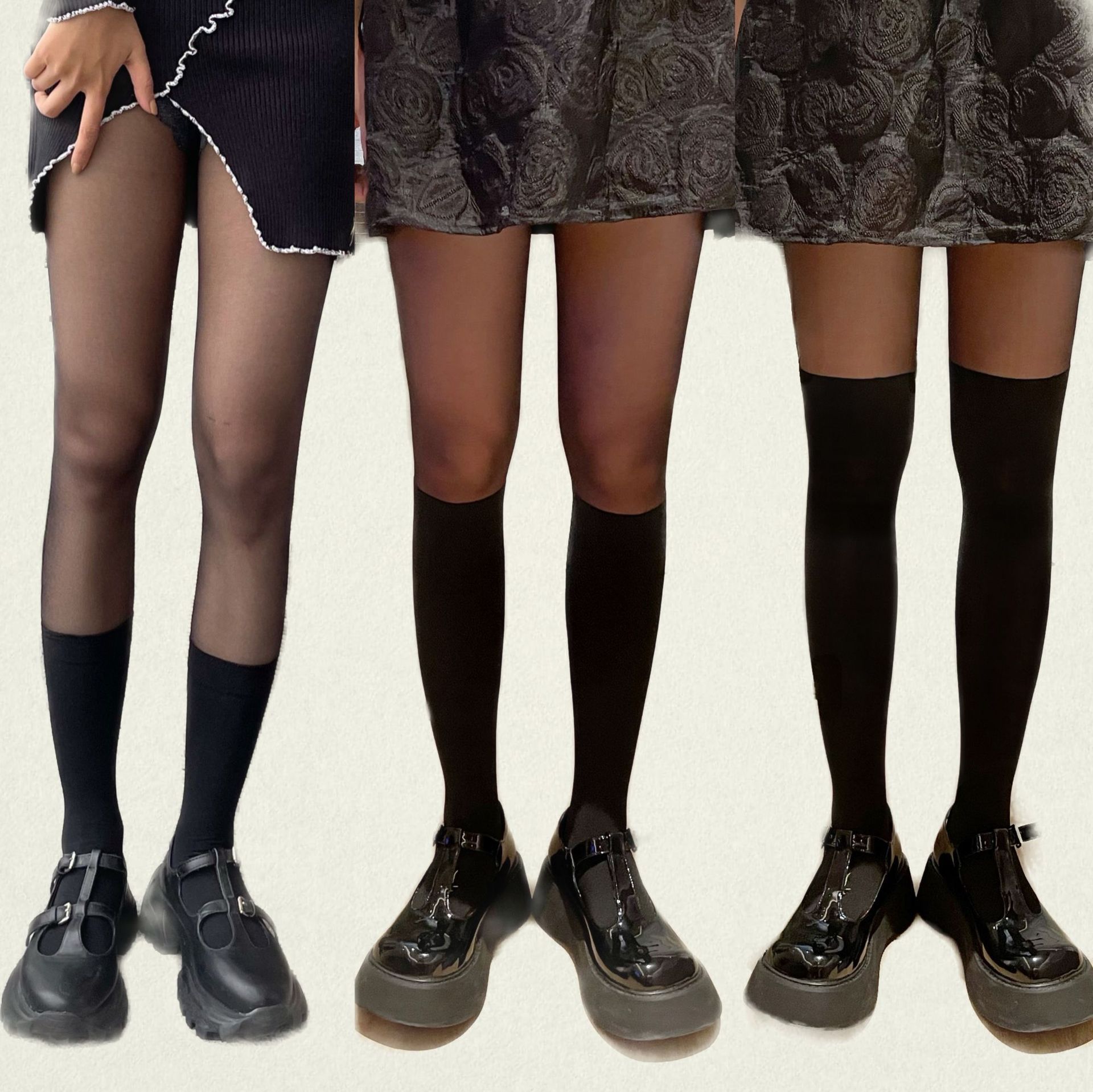 任意剪拼接丝袜黑丝白丝假大腿袜辣妹假小腿袜性感打底连裤袜女