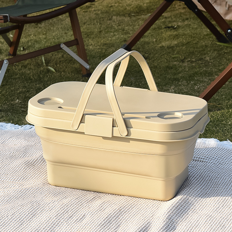 Outdoor Camping Foldable Storage Box Folding Table Portable Storage Basket Picnic Basket Car Trunk Storage Box