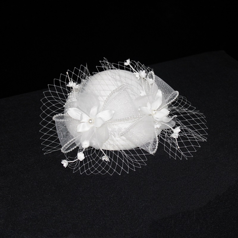 婚纱照旅拍帽子法式复古宫廷儿童走秀模特帽森系新娘头饰白纱礼帽