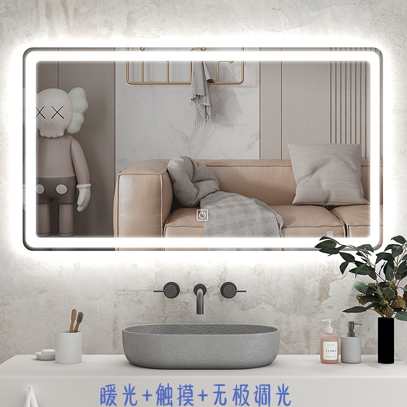 Hotel Toilet Wall Mounted Bathroom Hd Anti-Fog Explosion Led Touch Smart Bathroom Mirror with Light Magic Mirror Manufacturer