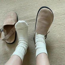 袜子女秋季新款粗线中筒袜日系ins白色棉长筒袜运动堆堆袜批发