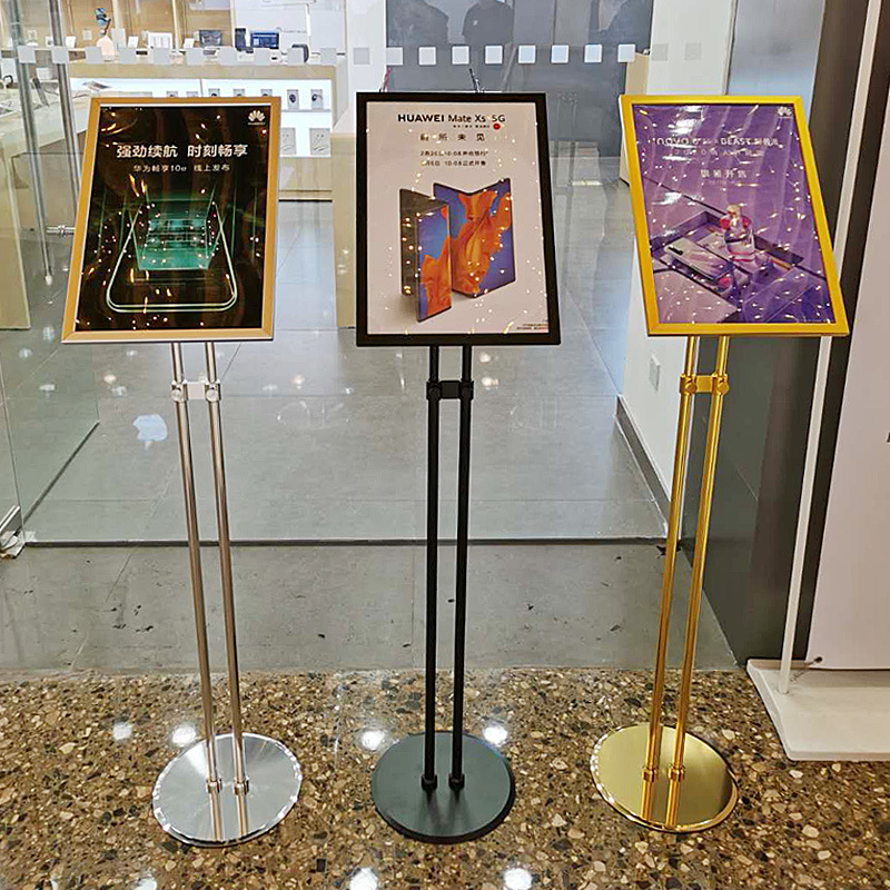 双杆导向牌展示架落地指引牌指示牌立式海报广告牌a3不锈钢立牌