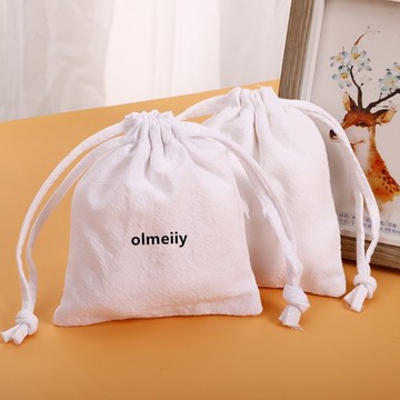 棉布束口袋子圆底茶叶袋化妆品防尘收纳袋锁边铐边印花帆布包装袋