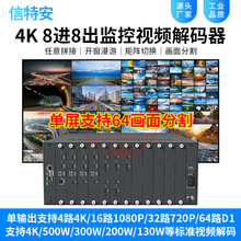 8进8出HDMI网络解码矩阵视频监控解码器兼容海康大华64画面分割4k