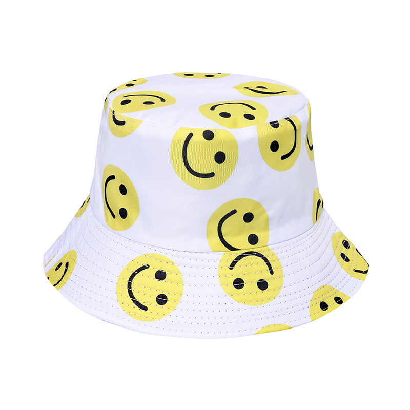 2023 Sun Hat Spring and Summer New Boy and Girl Sunshade Sun-Proof Basin Hat Double-Sided Wear Small Face Smiling Face Bucket Hat Ins