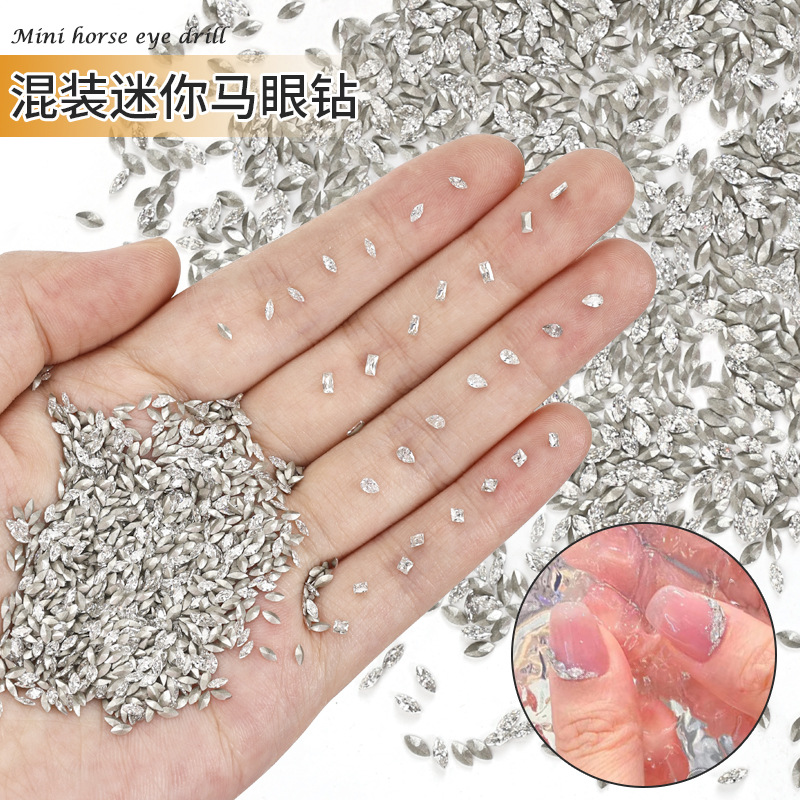 Popular Online Popular Manicure Mini Small Pointed Zircon Special-Shaped Diamond Super Flash Mini Horse Eye Micro Zirconium Nail Decorations