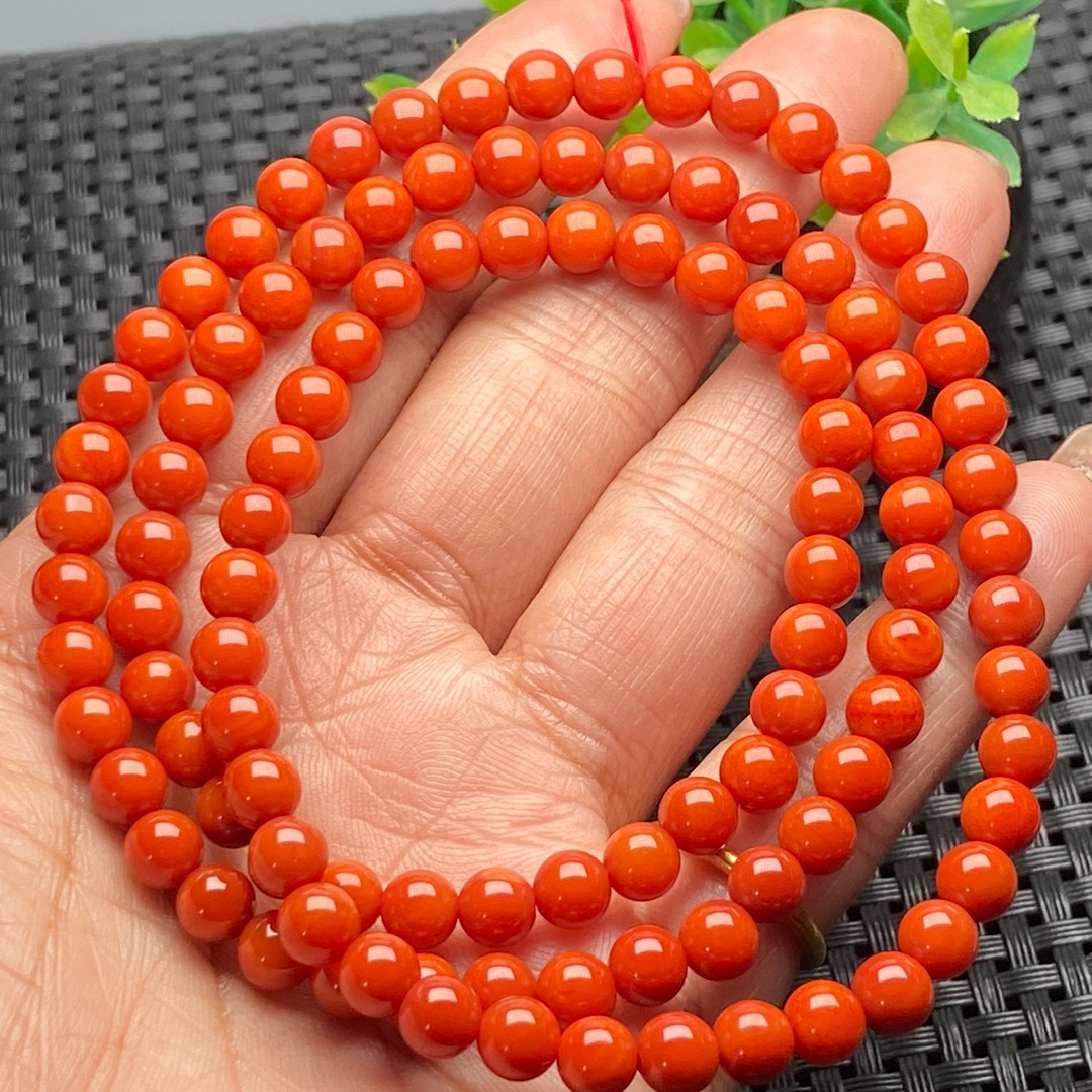 仿南红玛瑙圆珠108颗佛珠a货柿子红项链多圈手链-阿里巴巴