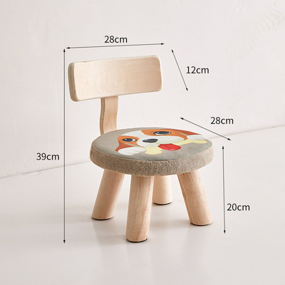 Wooden Stool Household Children's round Stool Cute Fabric Stool Creative Living Room Bedroom Shoe Changing Stool Manufacturer