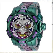 新款INVICTA幻彩小丑英弗它欧美热销石英男士绿紫色硅胶带手表