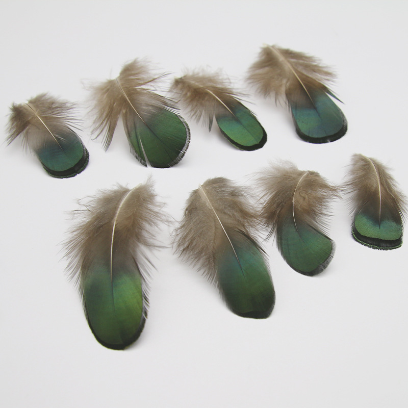 Yiwu factory Direct Boutique Wild Bird Hair Copper Chicken Green Piece Feather Natural Feather