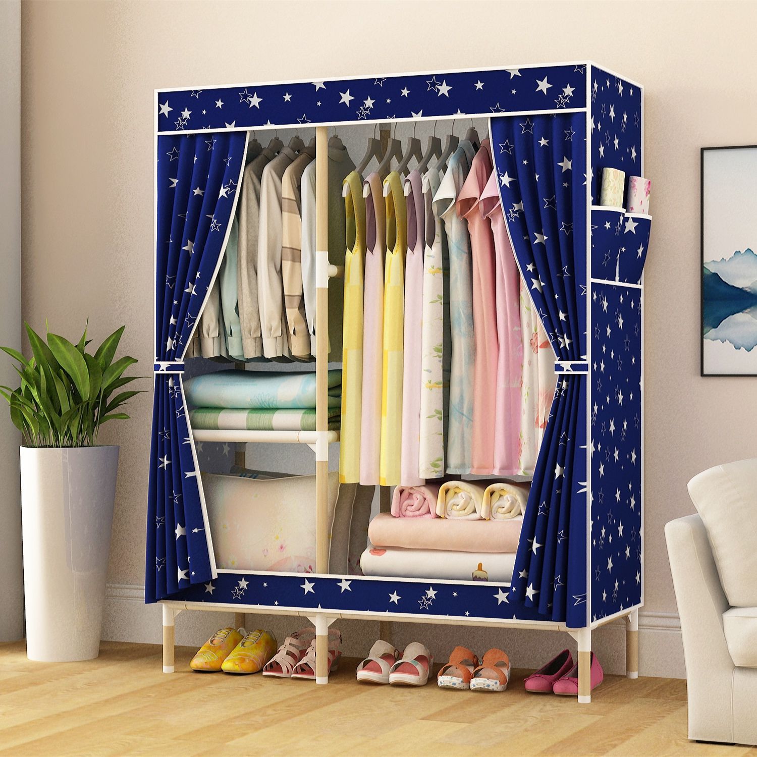 衣柜出租房用加固简易布衣柜结实耐用大挂衣柜小型家用卧室经济型