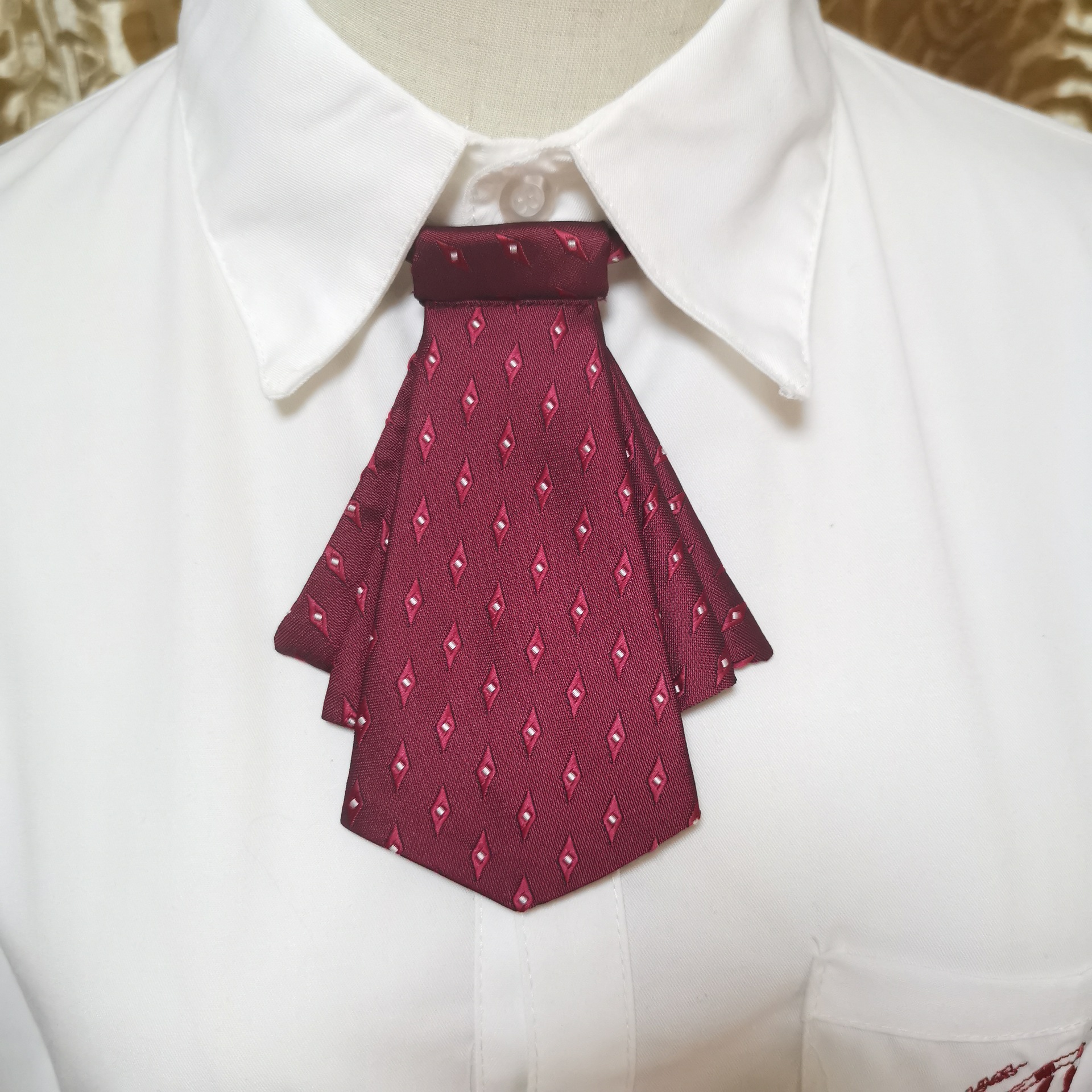 萌哒酱女士领花衬衣领小领带衬衫银行领结条纹装饰职业工装蝴蝶结