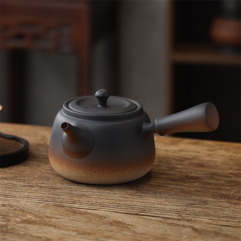 日式窑变陶壶养生煮水壶围炉煮茶白泥壶电陶炉炭炉烧水壶手工茶器
