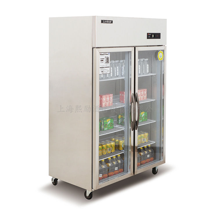 供应洛德双门展示柜  食堂玻璃门保鲜柜 直冷饮料陈列柜 商用冰箱