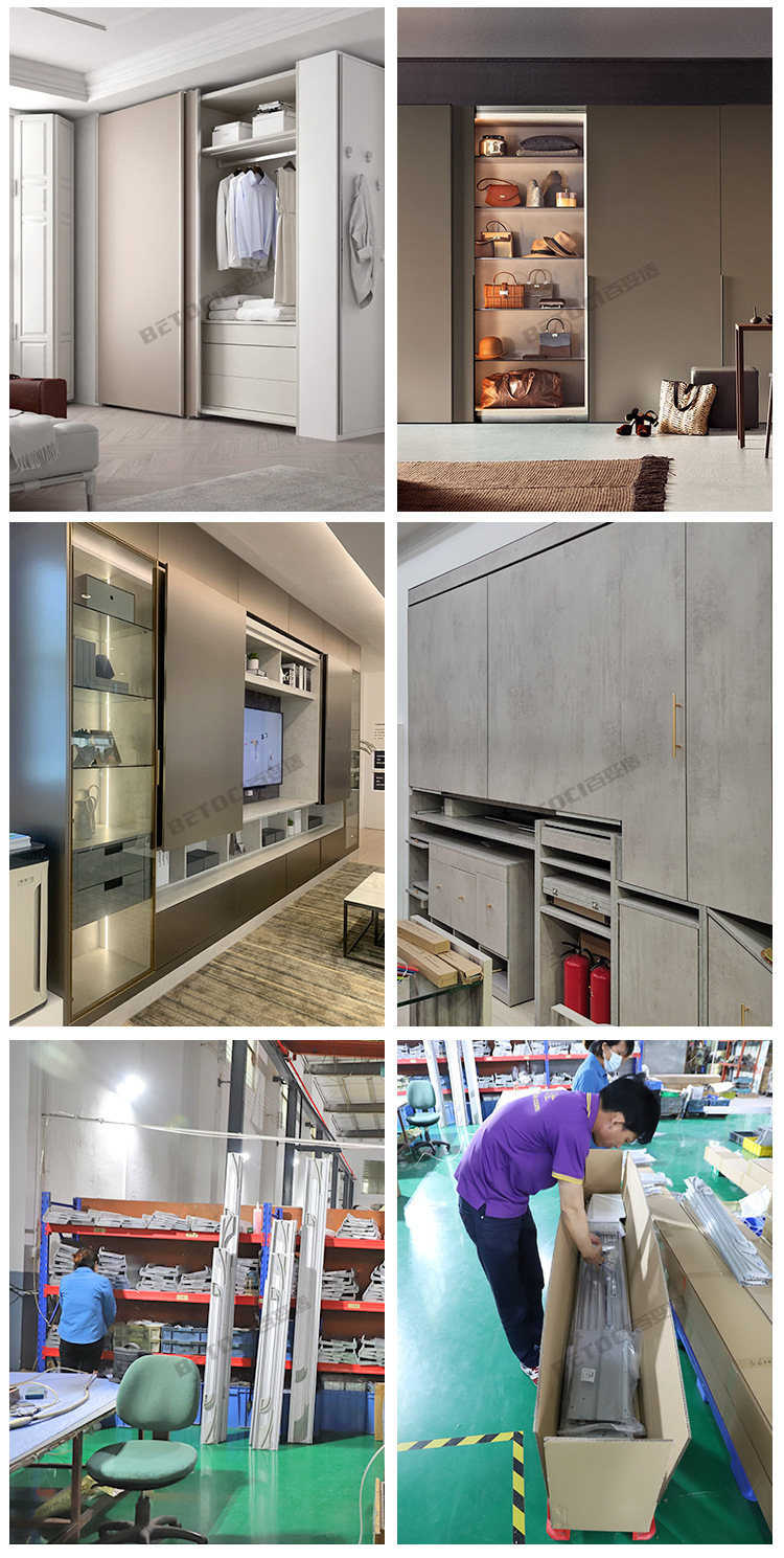 重型柜门阻尼缓冲滑轨电动平移趟门五金 电视衣柜平趟巴士门轨道