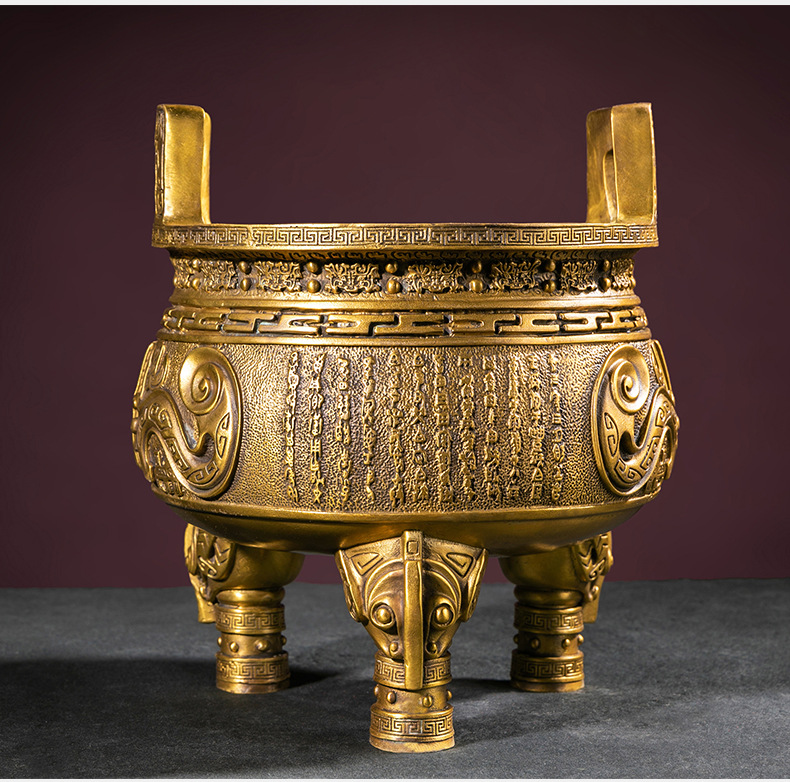 厂家批发纯铜鼎盛千秋纯铜鼎铜鼎香炉鼎三足鼎圆鼎艺术品铜鼎摆件