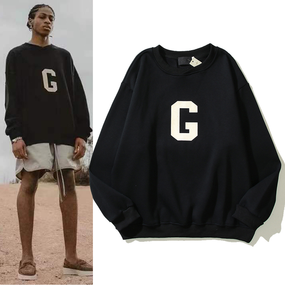 跨境外贸 春季新款fog复线g字母植绒印花卫衣第七季主线宽松外套