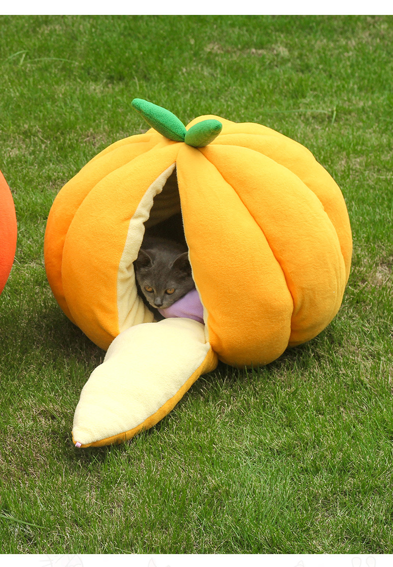 睡觉的猫窝冬季保暖防寒南瓜宠物窝小房子猫咪冬天小窝封闭式