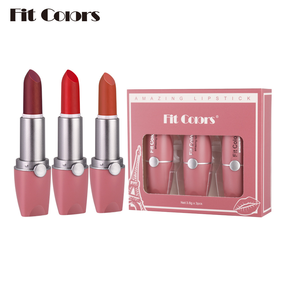 外贸fit colors胶囊唇釉套盒丰唇染唇液偏珠光细闪保湿补水温