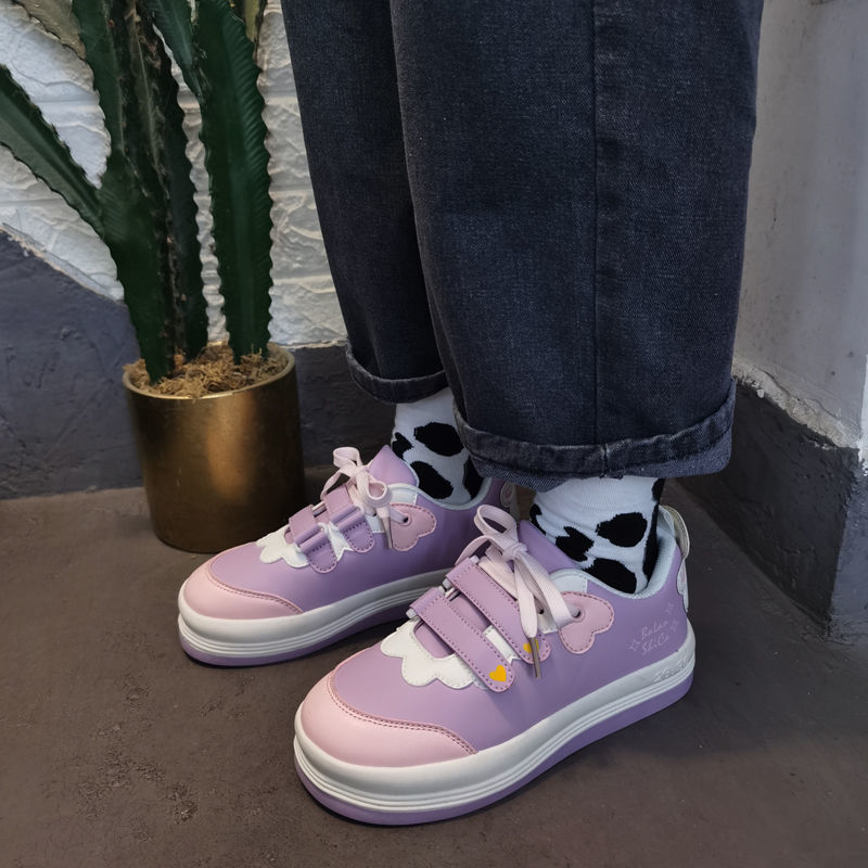 学院风圆头魔术贴小白鞋日系jk制服学生休闲鞋百搭可爱软妹运动鞋