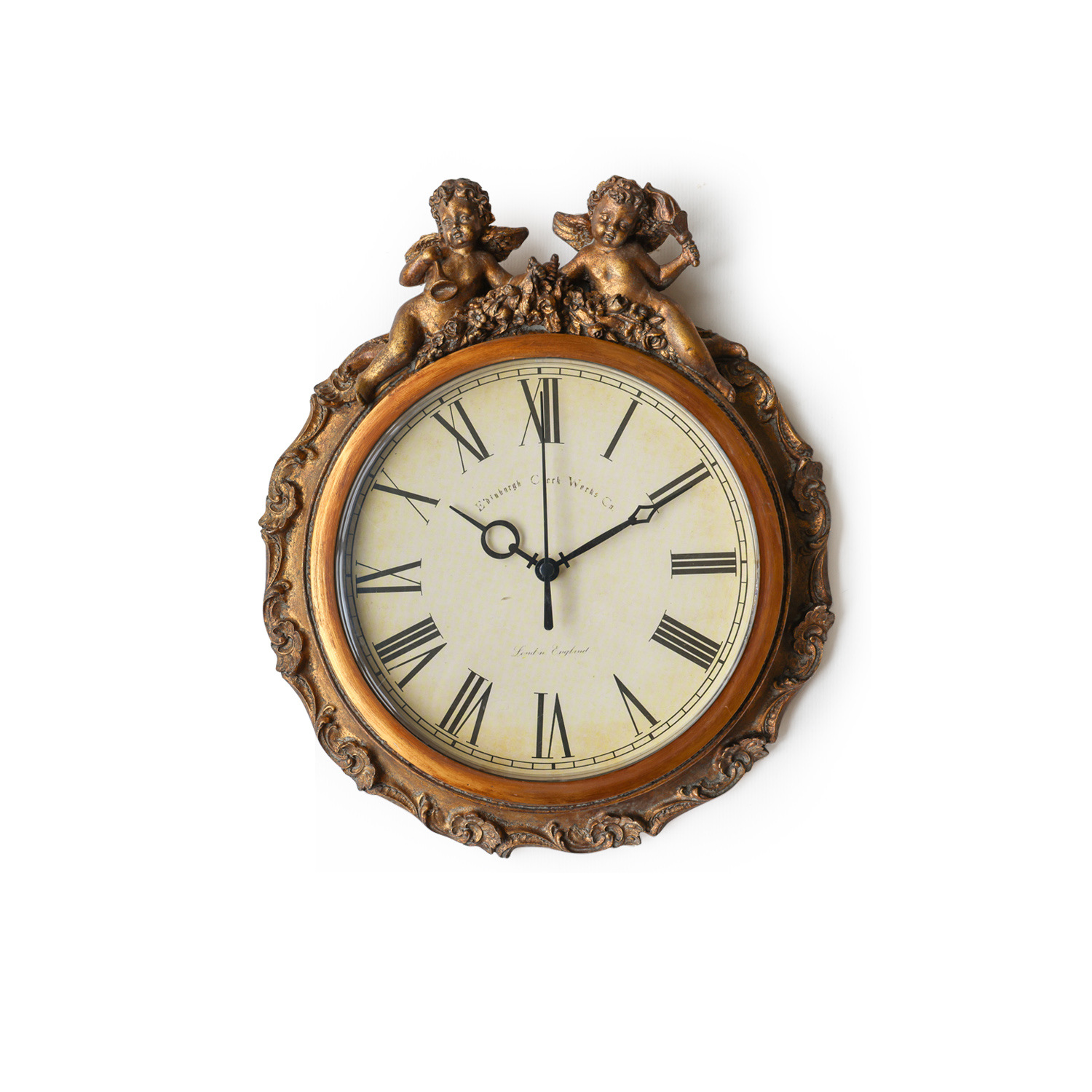 欧式复古客厅装饰挂钟美式古典怀旧挂墙钟表餐厅天使中古时钟摆件