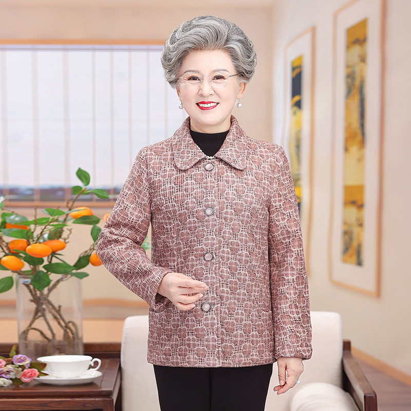 中老年人春装女衬衫奶奶长袖上衣春秋款老人衣服太太婆婆夏季衬衣